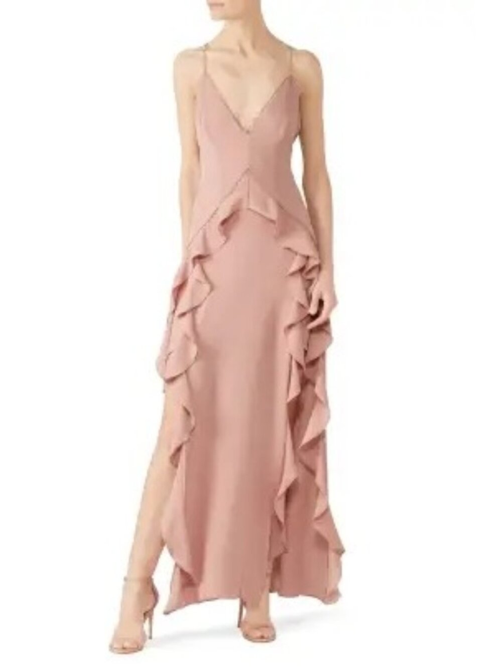 The Jetset Diaries Blush Pink Ruffle Slip Dress